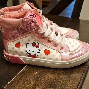 Hello Kitty Glittery Pink and White Kids Sneakers Size 4